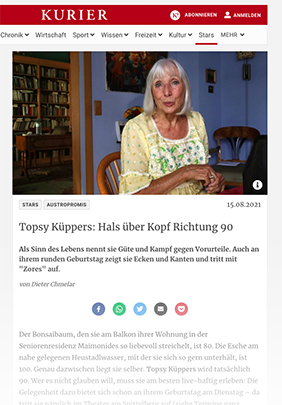 Topsy Küppers: Hals über Kopf Richtung 90, KURIER 15. August 2021
